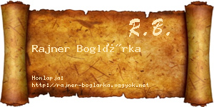 Rajner Boglárka névjegykártya